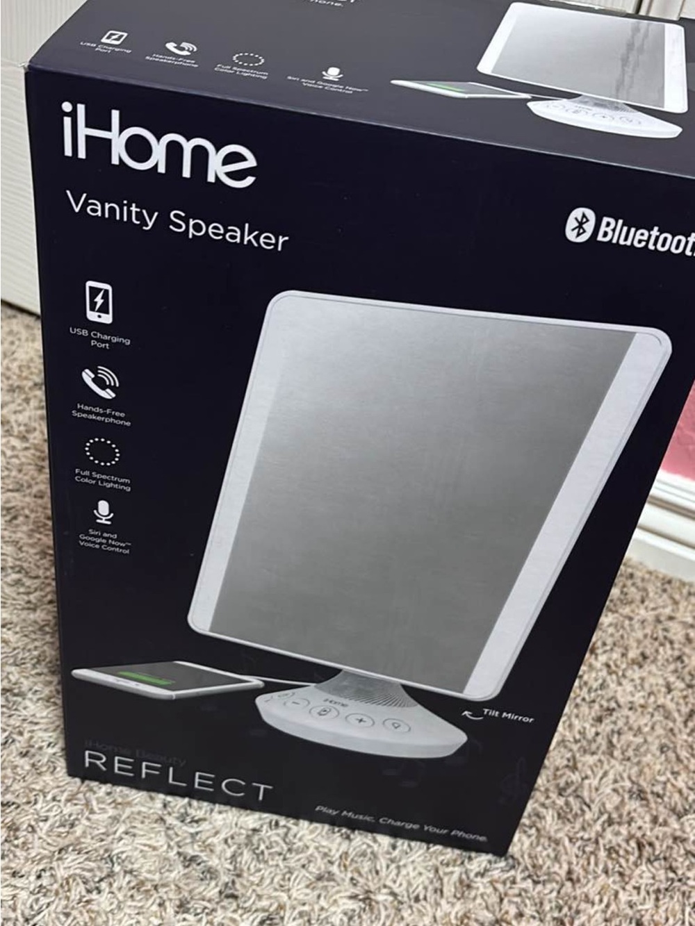 iHome Reflect Vanity Speaker Mirror in White